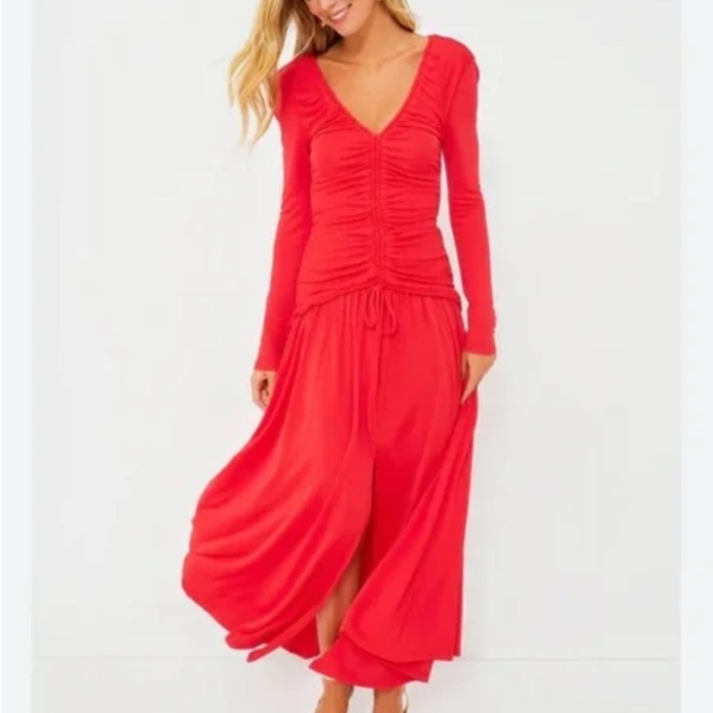 Farm Rio Red Long Sleeve Maxi Dress
